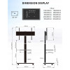 Suport TV mobil de podea pentru televizoare 32-75 inch cu raft din lemn wenge