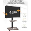 Suport TV mobil de podea pentru televizoare 32-75 inch cu raft din lemn wenge