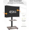 Suport TV mobil de podea pentru televizoare 32-75 inch cu raft din lemn wenge