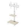 Suport TV mobil de podea alb pentru televizoare 32-75 inch cu raft