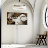 Suport TV mobil de podea alb din metal pentru televizoare si monitoare 32-65 inch