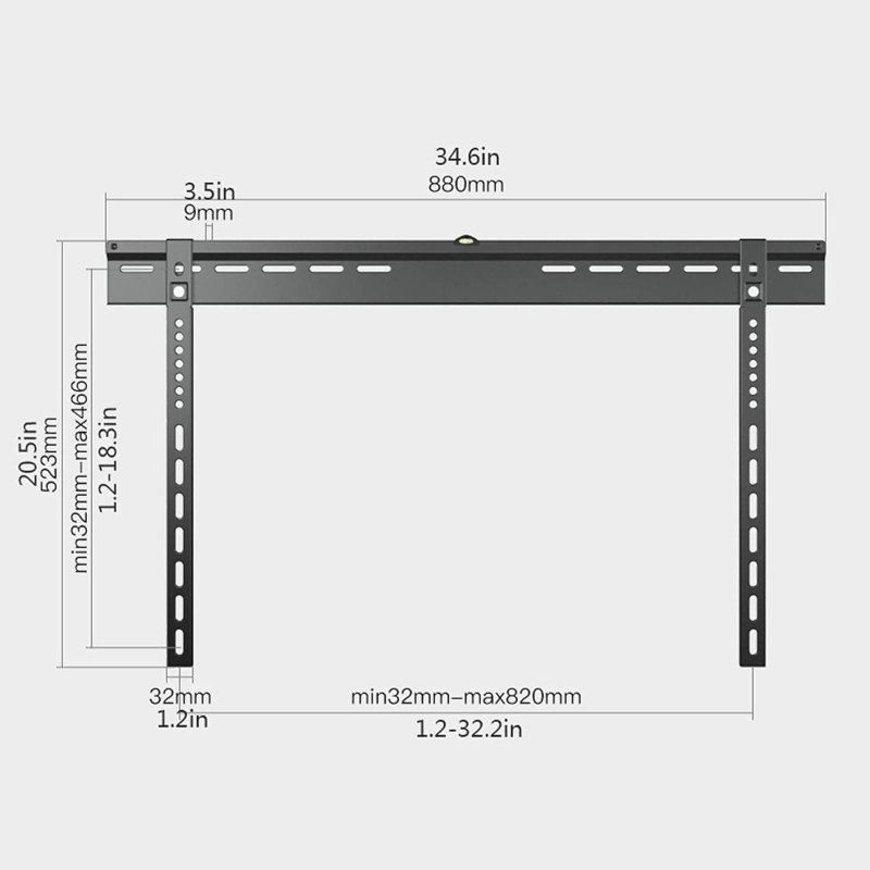 Suport TV de Perete Fix, Ultra-Slim, pentru Televizoare 42"-90", Max 80kg, VESA 800x500