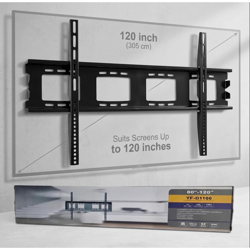 Suport TV de Perete Fix Heavy Duty, Pentru Ecrane Mari 80-120 Inch (203-305 cm), Capacitate Extremă 300 Kg, VESA Max 1100 mm Suport TV de Perete Fix Heavy Duty, Pentru Ecrane Mari 80-120 Inch (203-305 cm), Capacitate Extremă 300 Kg, VESA Max 1100 mm