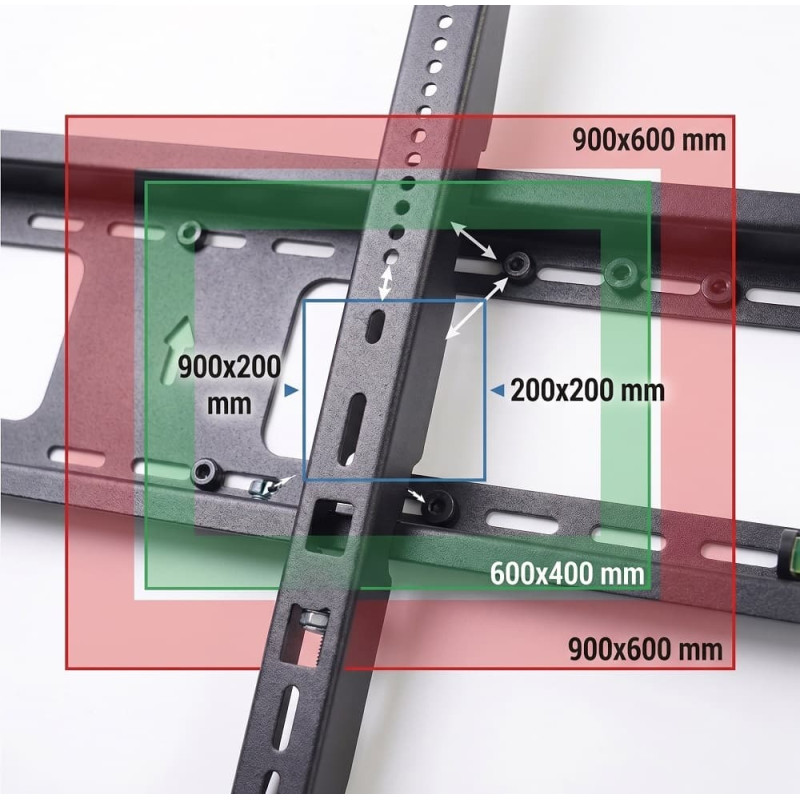 Suport TV de Perete Fix, Pentru Diagonale Mari 60-120 Inch (152-305 cm), Capacitate 80 Kg, VESA Maxim 900x600 mm, Profil Slim