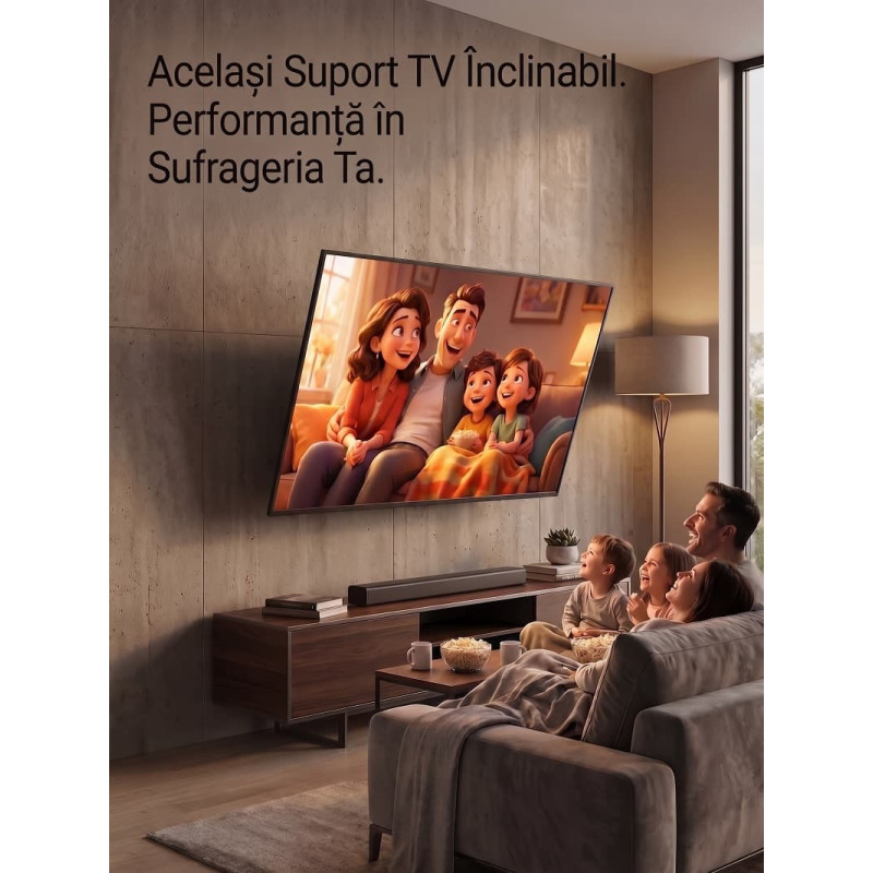 Suport TV de Perete Inclinabil, pentru LED/LCD/Smart TV, Max 50kg, VESA 400x400