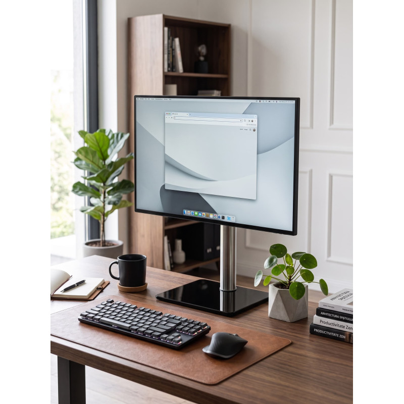Suport de Birou pentru Monitor sau TV cu Picior, Înălțime Reglabilă, 12-27", VESA, Max 20 kg Suport de Birou pentru Monitor sau TV cu Picior, Înălțime Reglabilă, 12-27", VESA, Max 20 kg