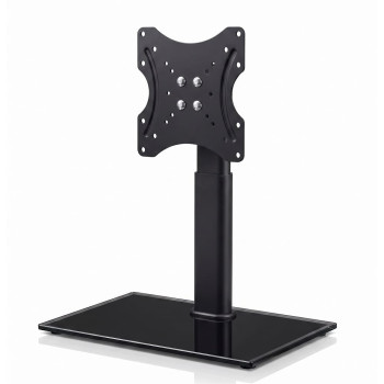 Suport TV / Monitor de Masă Universal, Diagonala 14-27 Inch, VESA 75x75 / 100x100, Bază din Sticlă Securizată, Max. 20 kg
