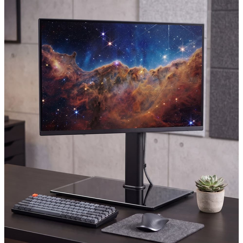 Suport TV / Monitor de Masă Universal, Diagonala 14-27 Inch, VESA 75x75 / 100x100, Bază din Sticlă Securizată, Max. 20 kg suport-tv-monitor-masa-universal-independent-baza-sticla-securizata-eldepo