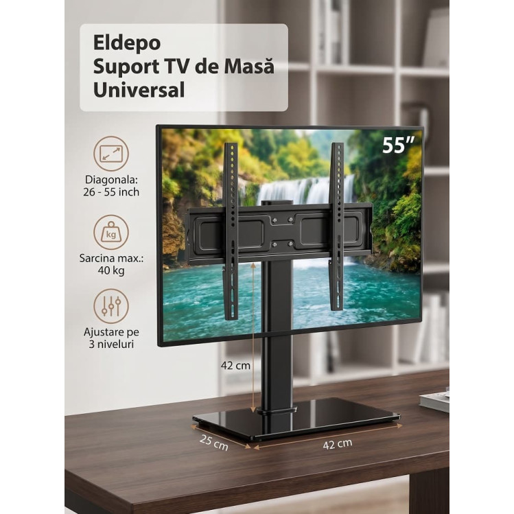 suport-tv-masa-universal-independent-baza-sticla-26-55-inch-eldepo