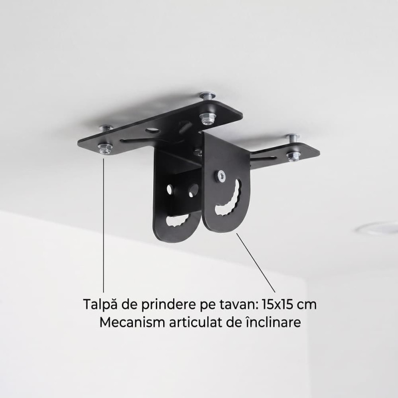 Suport TV de Tavan Reglabil, Diagonala 42-80 Inch, Telescopic 55-100 cm, Înclinare 90°, VESA Max 600x400, Sarcină 50 kg Suport TV de Tavan Reglabil, Diagonala 42-80 Inch, Telescopic 55-100 cm, Înclinare 90°, VESA Max 600x400, Sarcină 50 kg