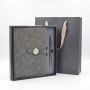 Set Cadou Agenda si Pix, Premium A5, Cutie si Punga, Piele Ecologica, Gri Antracit, Inchidere Magnetica