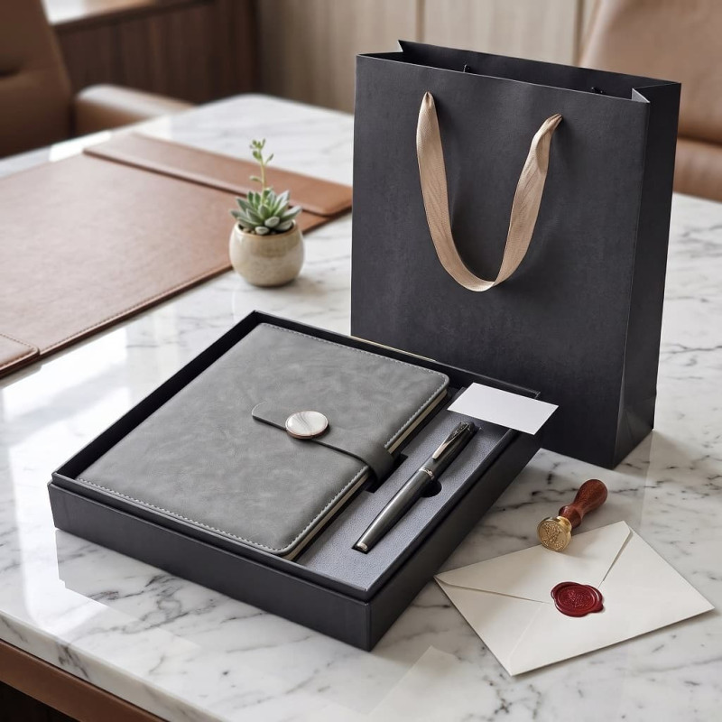 Set Cadou Agenda si Pix, Premium A5, Cutie si Punga, Piele Ecologica, Gri Antracit, Inchidere Magnetica Set Cadou Agenda si Pix, Premium A5, Cutie si Punga, Piele Ecologica, Gri Antracit, Inchidere Magnetica