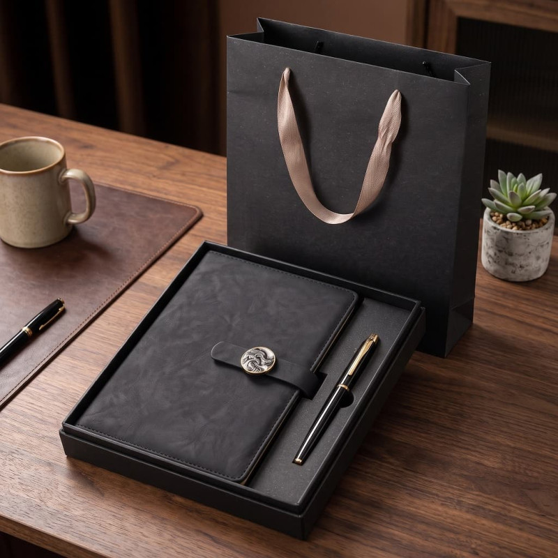 Set Cadou Agenda si Pix, Premium A5, Cutie si Punga, Piele Ecologica, Negru cu Sclipici Fin,, Inchidere Magnetica Set Cadou Agenda si Pix, Premium A5, Cutie si Punga, Piele Ecologica, Negru cu Sclipici Fin,, Inchidere Magnetica