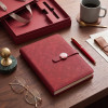 Set Cadou Agenda si Pix, Premium A5, Cutie si Punga, Piele Ecologica, Rosu, Inchidere Magnetica tip Marmura