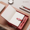 Set Cadou Agenda si Pix, Premium A5, Cutie si Punga, Piele Ecologica, Rosu, Inchidere Magnetica tip Marmura