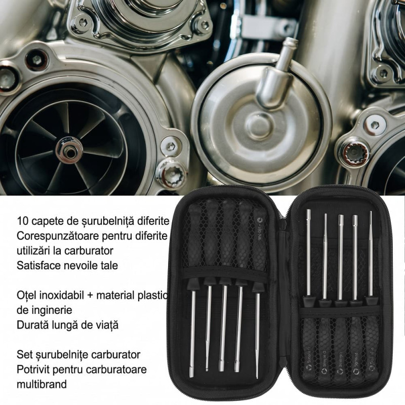 Set 10 Surubelnite Pentru Reglat Carburator Pentru Drujbă Și Motofierăstrău Set 10 Surubelnite Pentru Reglat Carburator Pentru Drujbă Și Motofierăstrău