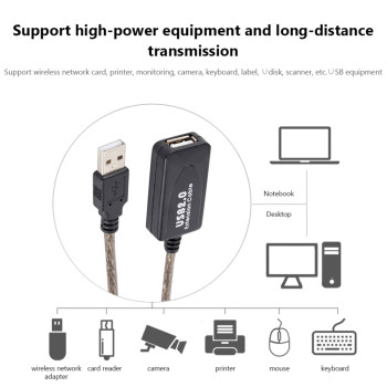 Cablu prelungitor USB,A tata la B mama, cu repetor, 15m Cablu prelungitor USB,A tata la B mama, cu repetor, 15m