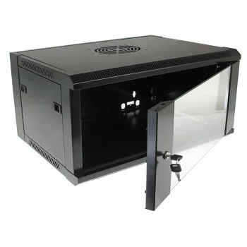 Dulap Rack 19" 4U, montaj pe perete, 600x450 mm, Negru, pentru rețea și CCTV