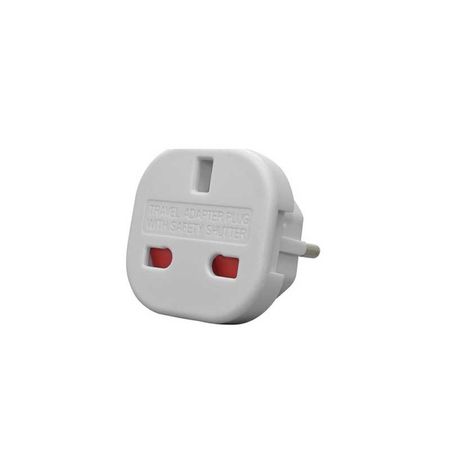 Adaptor stecher priza shuko - UK/USA - EU doi pini alb Adaptor stecher priza shuko - UK/USA - EU doi pini alb