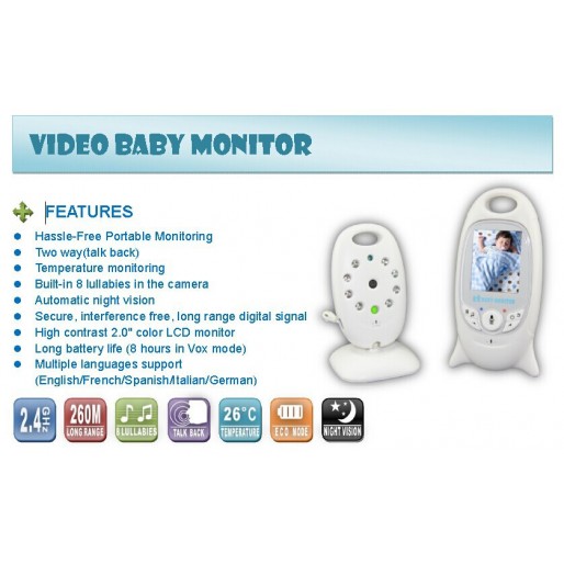 Baby Monitor Wireless,Audio Video, Digital Night Vision, Temperatura, Cantece de leagan Baby Monitor Wireless,Audio Video, Digital Night Vision, Temperatura, Cantece de leagan
