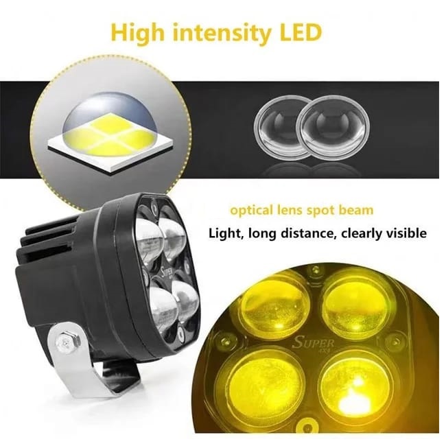 Lampa auto, proiector LED 3D, 2 tipuri iluminare, alb rece/galben, 200W, 75x85mm
