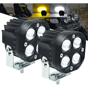 Lampa auto, proiector LED 3D, 2 tipuri iluminare, alb rece/galben, 200W, 75x85mm