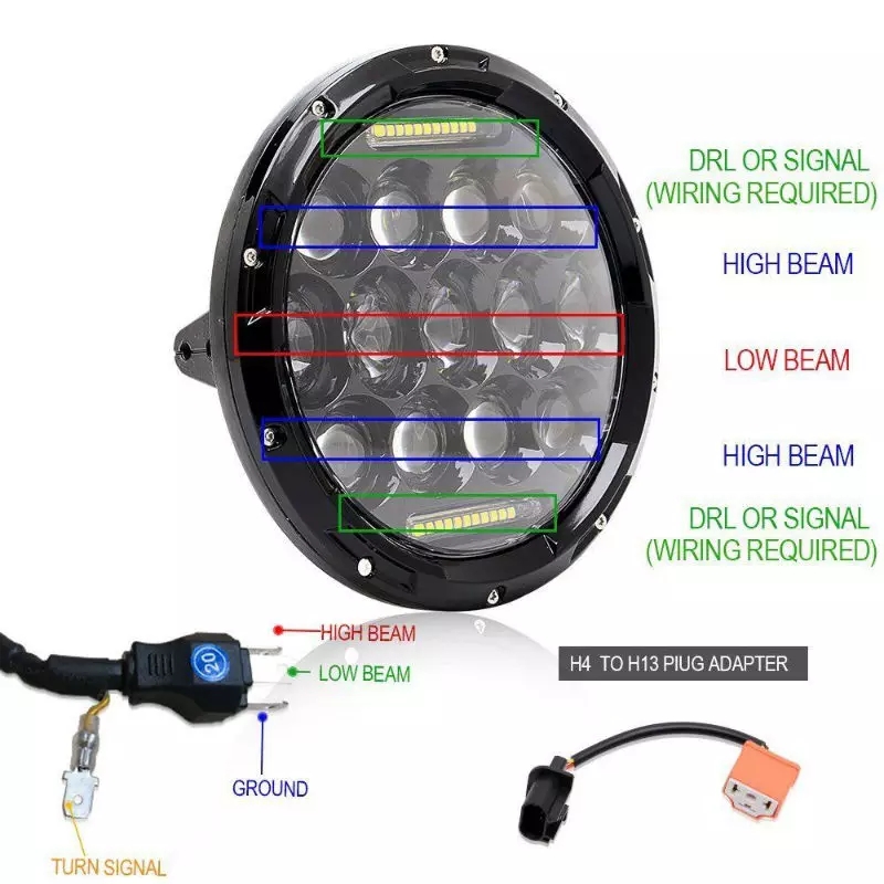 Far auto LED, 4x4, 130W, 7 inch, rotund