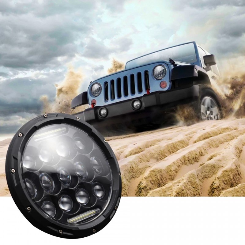 Far auto LED, 4x4, 130W, 7 inch, rotund