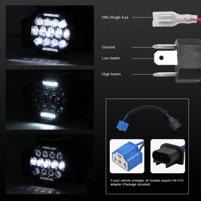 Far auto LED, 4x4, 130W, 7 inch, rotund