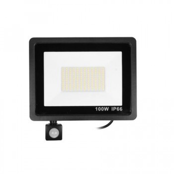 Proiector LED 100W cu senzor de miscare, 100W, 6500lm, 6500K, IP66