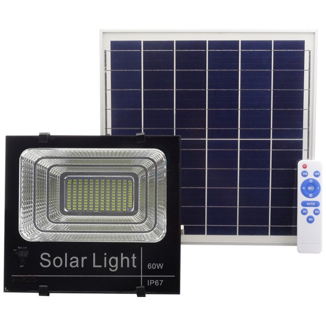 Proiector LED cu panou solar 60W