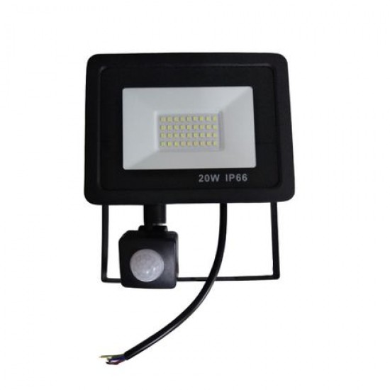 Proiector LED 20W cu senzor de miscare, 1800lm, 6500K, IP66