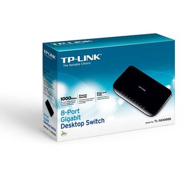 Switch TP-Link TL-SG1008D, 8 porturi Gigabit, Desktop, plastic