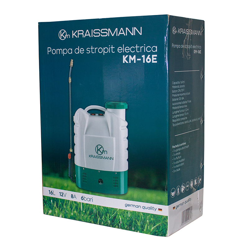 Pompa De Stropit Kraissmann, Cu Baterie Si Manometru, 16 Litri