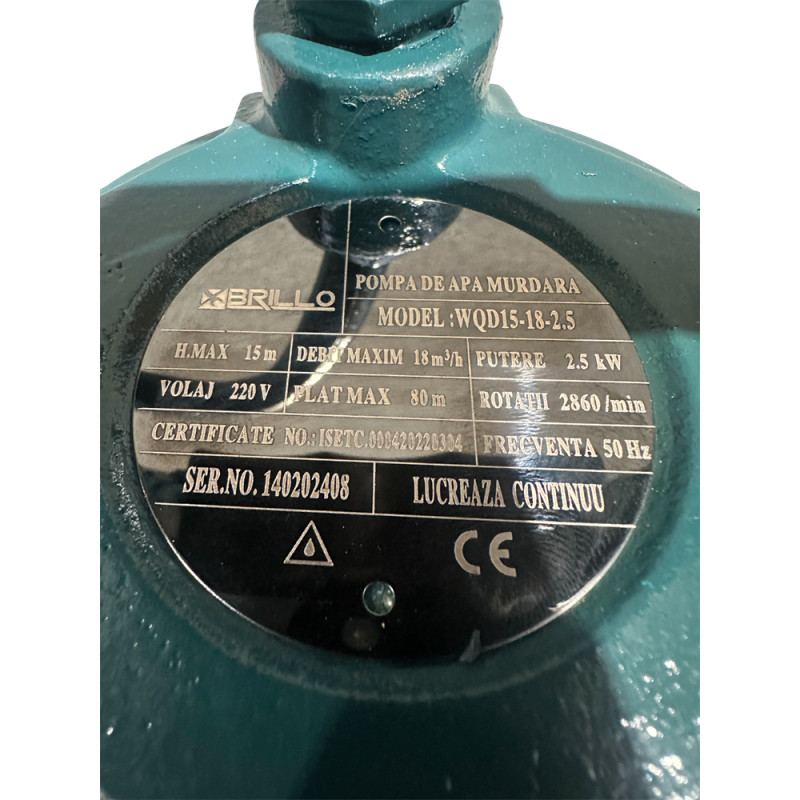 Pompa De Apa Murdara Brillo Cu Tocator , 3Kw Iesire 3'' Pompa De Apa Murdara Brillo Cu Tocator , 3Kw Iesire 3''
