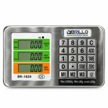 Cantar de podea Brillo 1000kg, platformă 80cm/60cm Display LCD, model 2 Cantar de podea Brillo 1000kg, platformă 80cm/60cm Display LCD, model 2