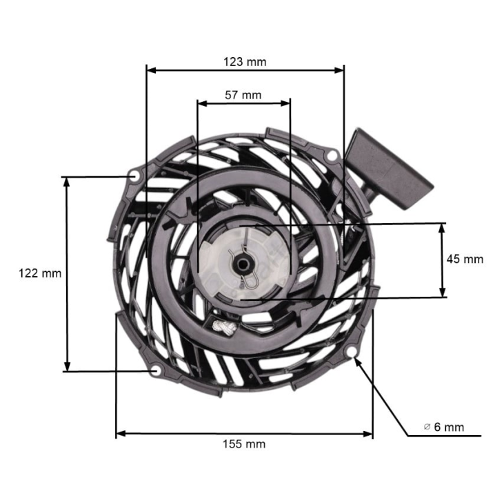 Demaror Briggs & Stratton model 09P702, series 450E, 500E, 550E, 575E - Eldepo.ro Fotografie detaliată cu Demaror Briggs & Stratton model 09P702, series 450E, 500E, 550E, 575E, compatibil cu Masini de gazon