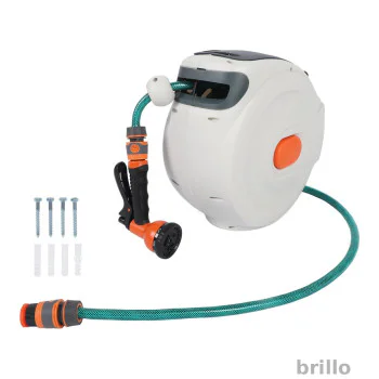 Furtun cu tambur retractabil automat 30m+2m Brillo, fixare pe perete