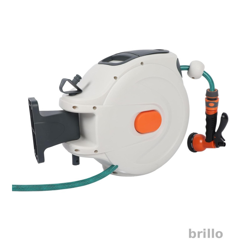 Fotografie detaliată cu Furtun cu tambur retractabil automat 30m+2m Brillo, fixare pe perete, compatibil cu Unelte de gradinarit