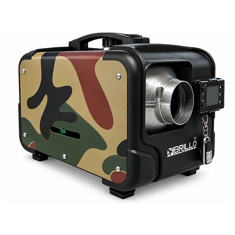 Fotografie detaliată cu Sirocou, incalzitor stationar diesel Brillo 8003, portabil, 8kW, 12V/24V/220V, display LCD, telecomanda, compatibil cu Sirocouri Auto/Incalzitoare Stationare