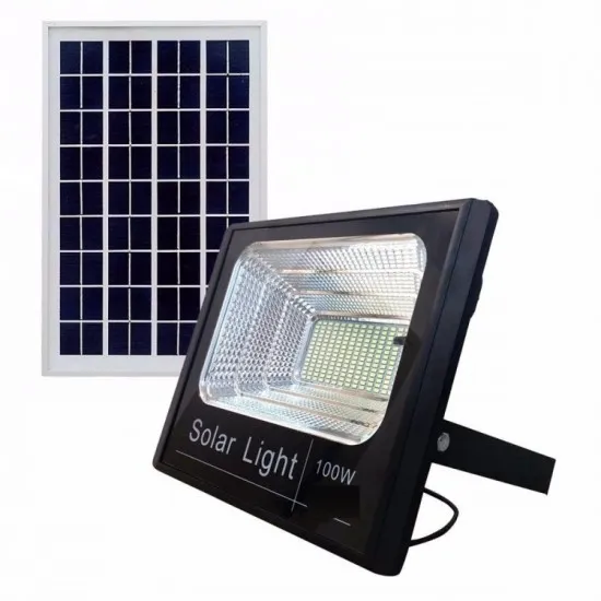 Proiector LED cu panou solar 100W